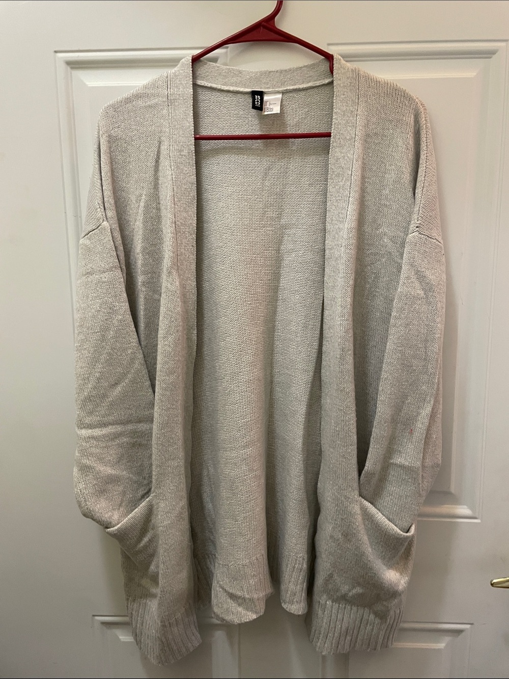 H&M Light Beige Open-Front Knit Cardigan